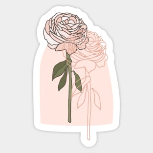 Abstract Line Art Rose Gold Rose Sticker